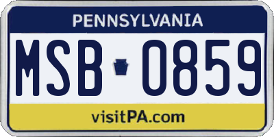 PA license plate MSB0859