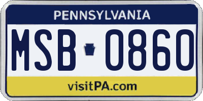 PA license plate MSB0860