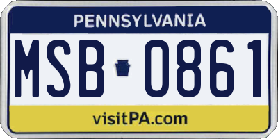 PA license plate MSB0861