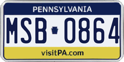 PA license plate MSB0864