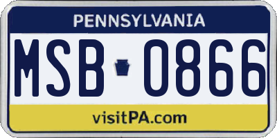 PA license plate MSB0866