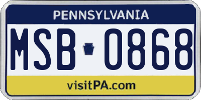 PA license plate MSB0868