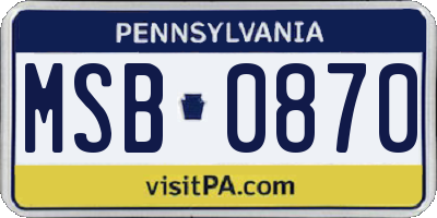 PA license plate MSB0870