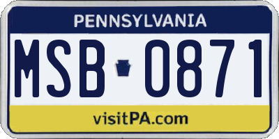 PA license plate MSB0871