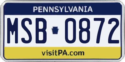 PA license plate MSB0872