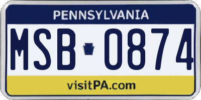 PA license plate MSB0874