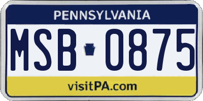PA license plate MSB0875