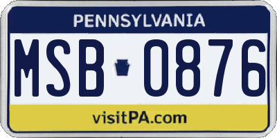 PA license plate MSB0876