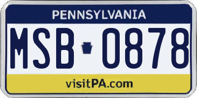 PA license plate MSB0878