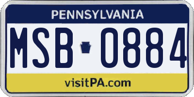 PA license plate MSB0884