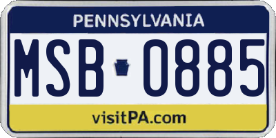 PA license plate MSB0885