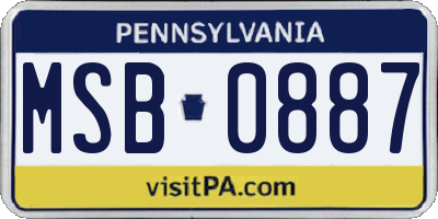PA license plate MSB0887
