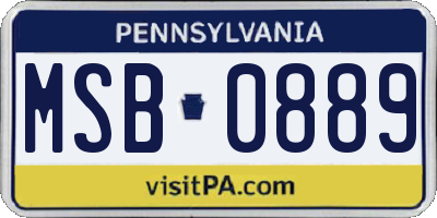 PA license plate MSB0889
