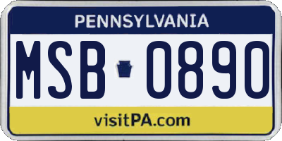 PA license plate MSB0890