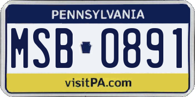 PA license plate MSB0891