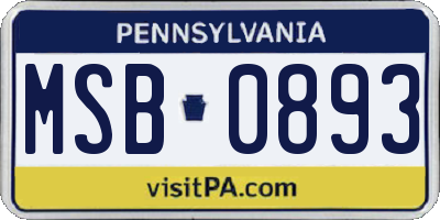 PA license plate MSB0893