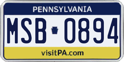 PA license plate MSB0894