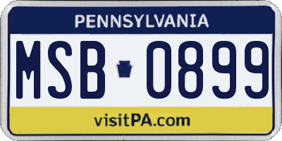 PA license plate MSB0899
