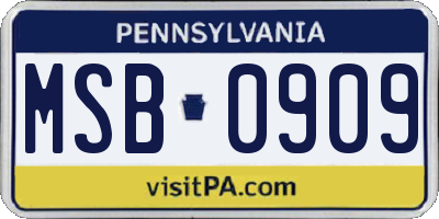 PA license plate MSB0909