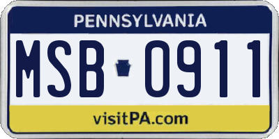 PA license plate MSB0911