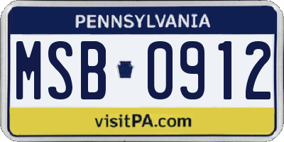PA license plate MSB0912