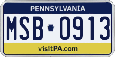 PA license plate MSB0913