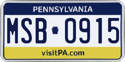 PA license plate MSB0915