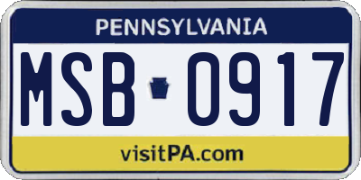 PA license plate MSB0917