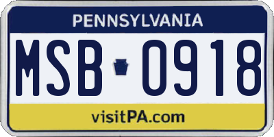 PA license plate MSB0918