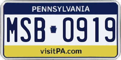 PA license plate MSB0919