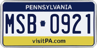PA license plate MSB0921