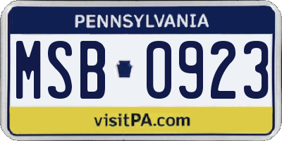 PA license plate MSB0923