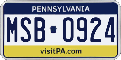 PA license plate MSB0924