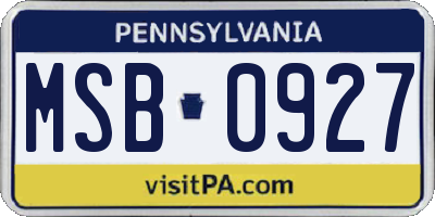 PA license plate MSB0927