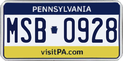 PA license plate MSB0928