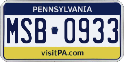 PA license plate MSB0933