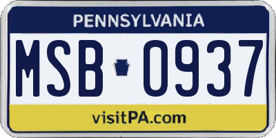 PA license plate MSB0937