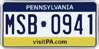 PA license plate MSB0941