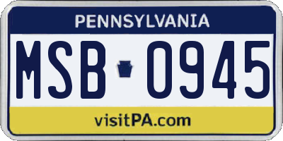 PA license plate MSB0945