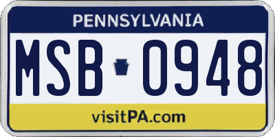 PA license plate MSB0948