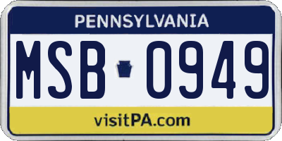PA license plate MSB0949