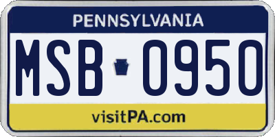 PA license plate MSB0950