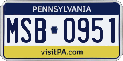 PA license plate MSB0951