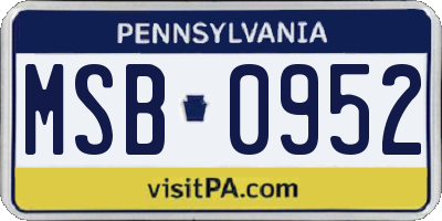 PA license plate MSB0952