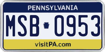 PA license plate MSB0953
