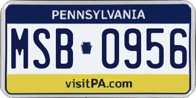 PA license plate MSB0956
