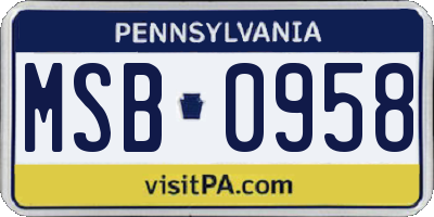 PA license plate MSB0958