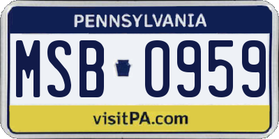 PA license plate MSB0959
