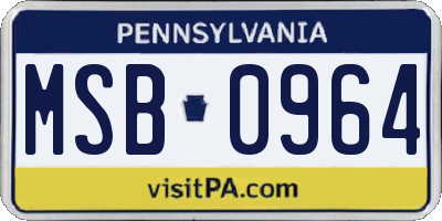 PA license plate MSB0964