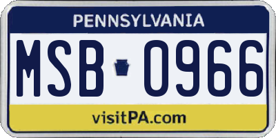 PA license plate MSB0966